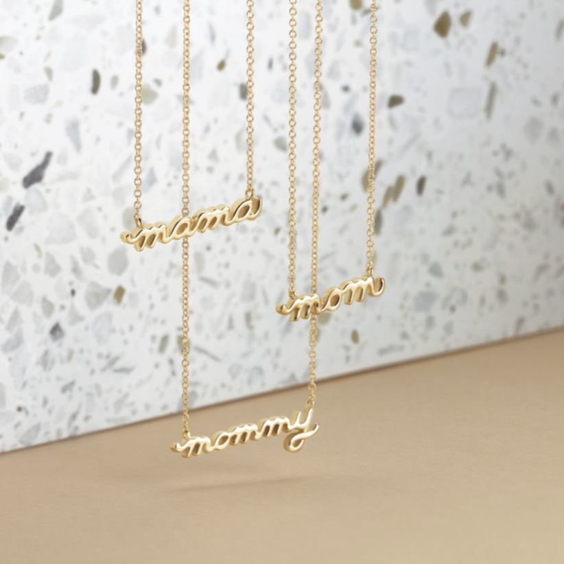 Tiny Gold Cursive Mrs ..gold Script Necklacelove Necklace 