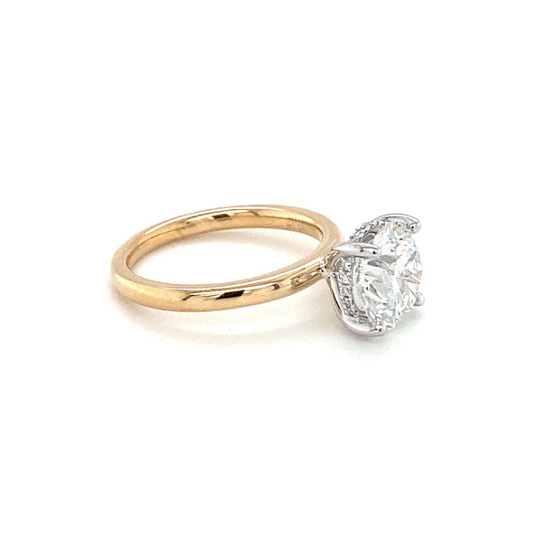 Two-Tone Round Hidden Halo Solitaire