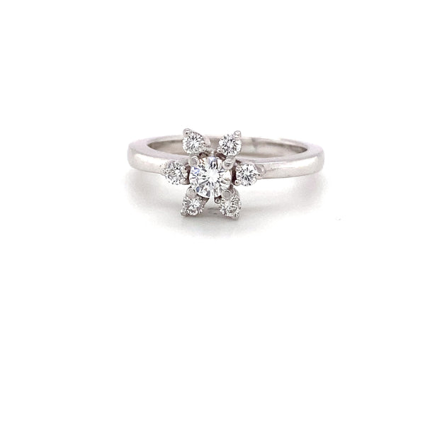 Platinum 6 Petal Floral Motif Ring