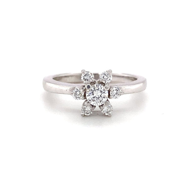 Platinum 6 Petal Floral Motif Ring