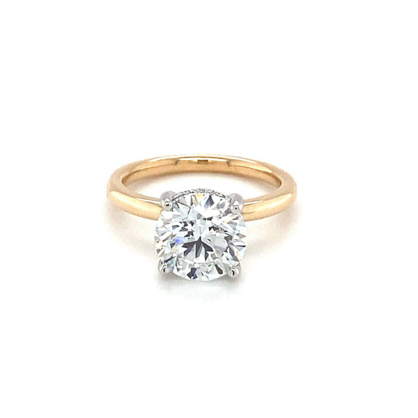 Two-Tone Round Hidden Halo Solitaire