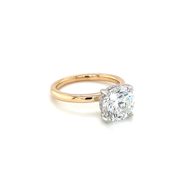 Two-Tone Round Hidden Halo Solitaire